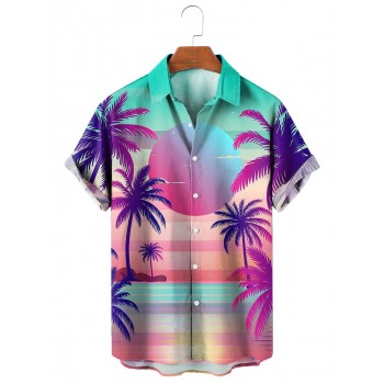 Sunset Palms Vaporwave Resort Short Sleeve Shirt