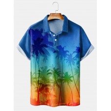 Vintage Rainbow Sunset Short Sleeve Polo Shirt