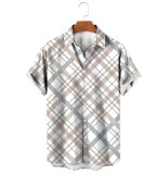 Scottish Plaid Print Casual Short Sleeve Shirt