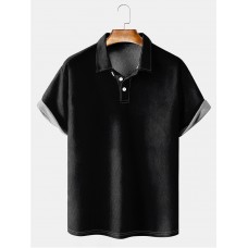 Men's Basic Solid Color Lapel Short Sleeve POLO Shirt