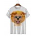 Summer Golden Dog Coconut Tree Island Casual Short Sleeve T-Shirt